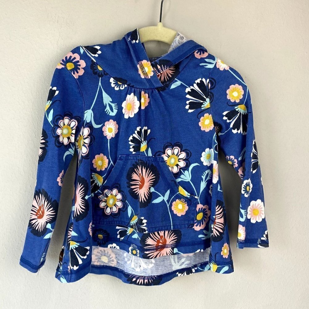 Tea Collection Blue Floral Hooded Shirt 2